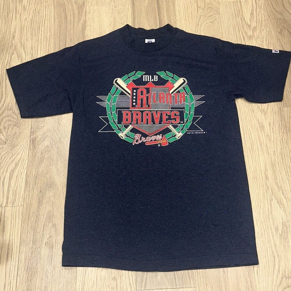 Vintage Atlanta Braves Single Stitch Graphic T Shirt Logo 7 Large 1993 90s MLB